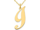 10K Yellow Gold Fancy Script Initial -I- Pendant Necklace Charm with Chain